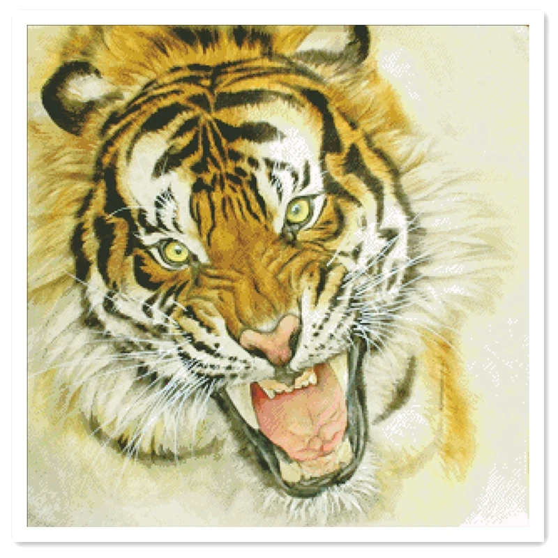 

Tiger C cross stitch package animal 18ct 14ct 11ct cloth cotton silk thread embroidery DIY handmade needlework