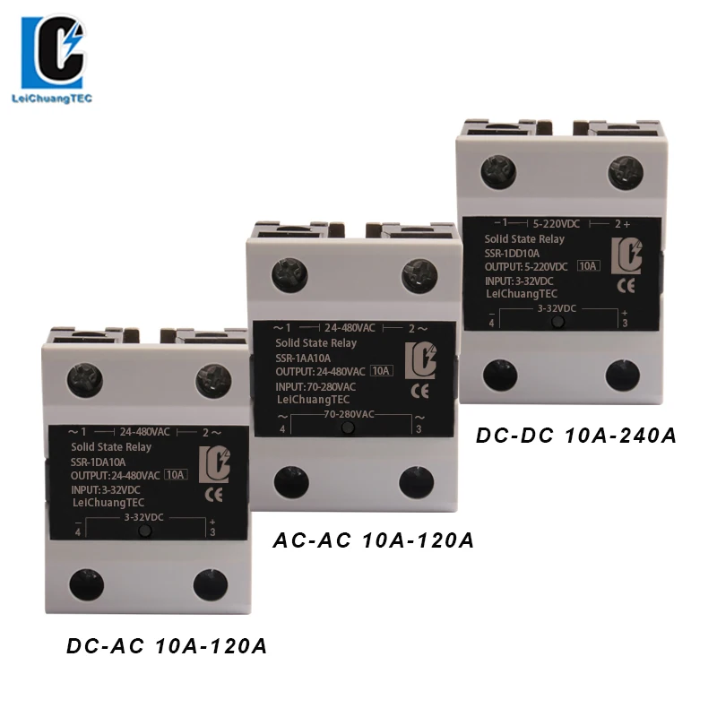 SSR  DC TO AC  AC To AC DC To DC Single Phase Solid State Relay 10A 25A 40A 60A 80A 100A 120A 180DD 240DD