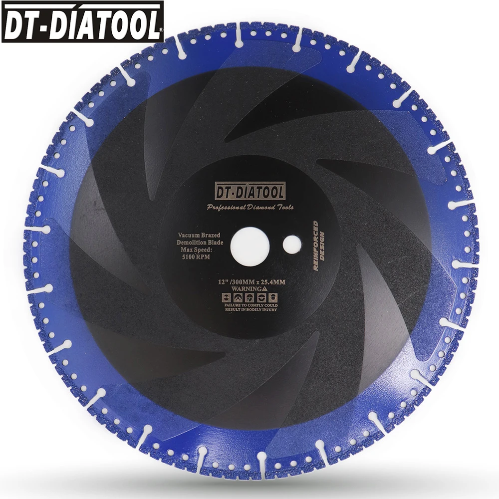 DT-DIATOOL 2 Pcs 300 Mm/12 "Vacuum Brazed Diamond Cutting Disc Multi Tujuan Penyelamatan Pembongkaran Saw Blade Cast besi Rebar Aluminium