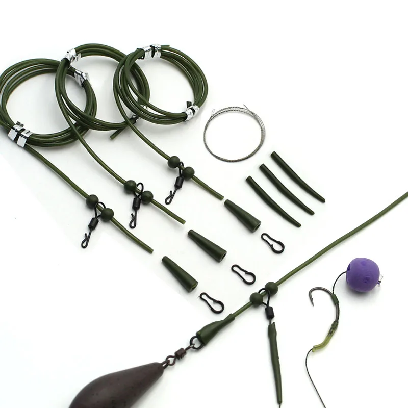 

3 Set Carp Fishing Accessories Set Chod Heli Rig Ring Kit Buffer Sleeve Rolling Swivel Rig Connector Sleeve Rubber Fishing Beads