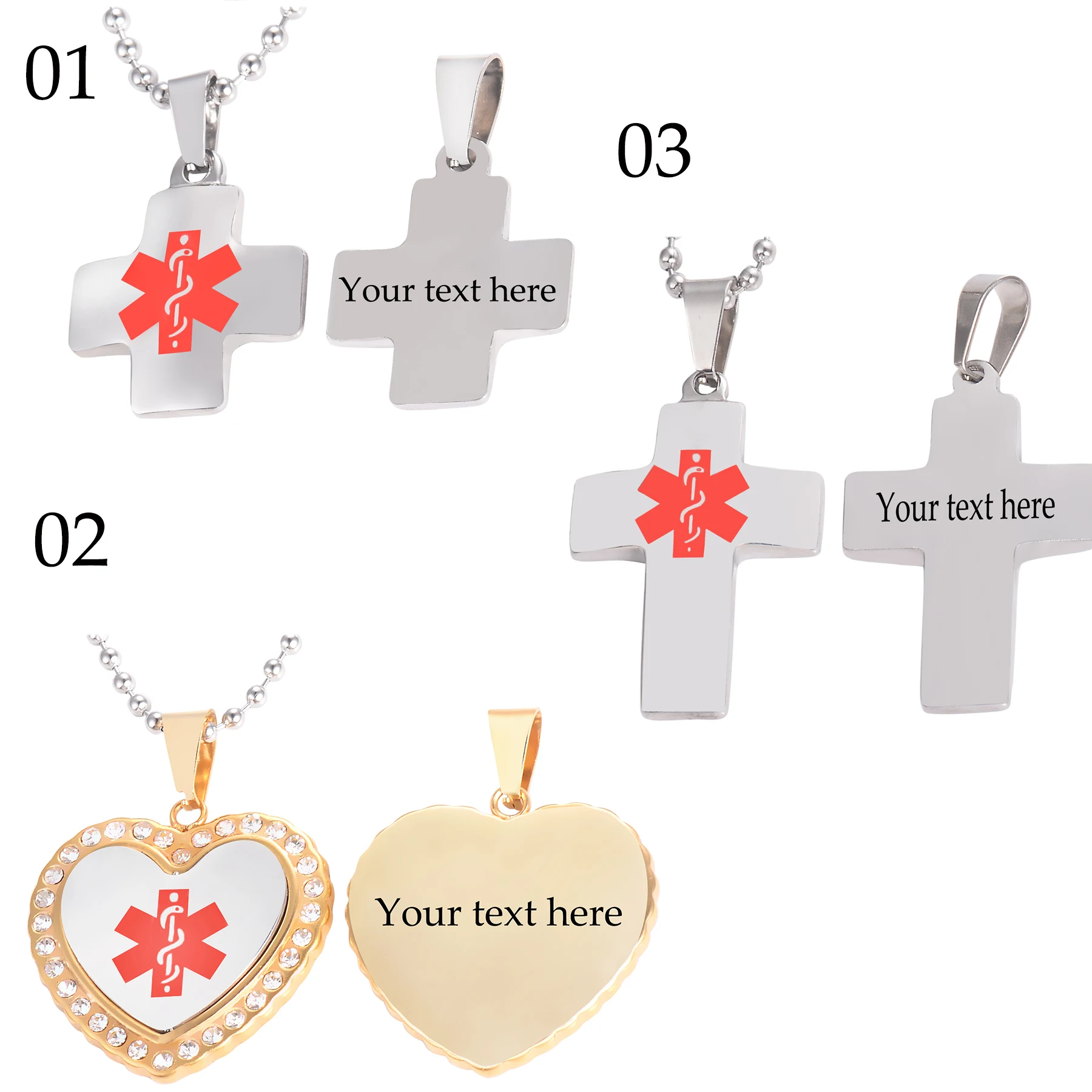 Free Engraving Medical Alert ID Pendant for Men Women Necklace Stainless Steel  Tags Emergency  Jewelry