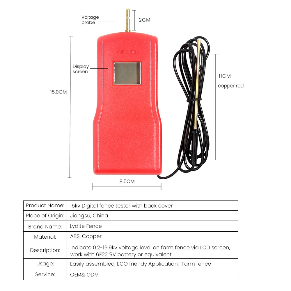 Electric fence testing tool Electric fence Digital voltage tester for Horse Fence 15000volts