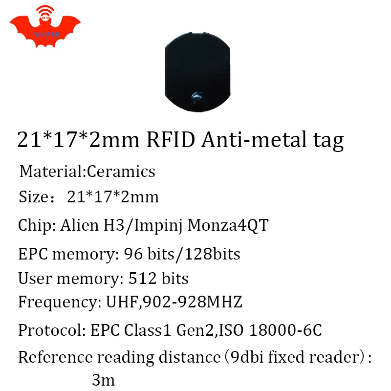 UHF RFID metal tag 915mhz 868mhz Alien Higgs3 EPCC1G2 6C casting 21*17*2mm thin rectangle Ceramics smart card passive RFID tags