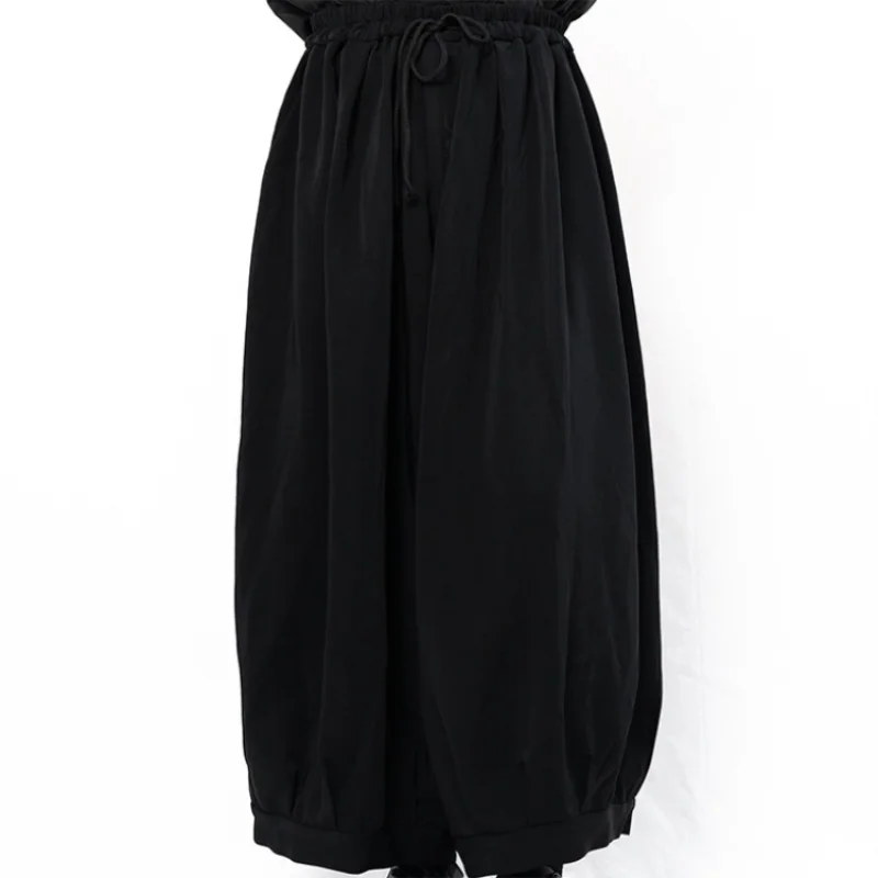 Men's new pure color casual pants, wide-leg pants, culottes, bulky and super loose dark neck pants