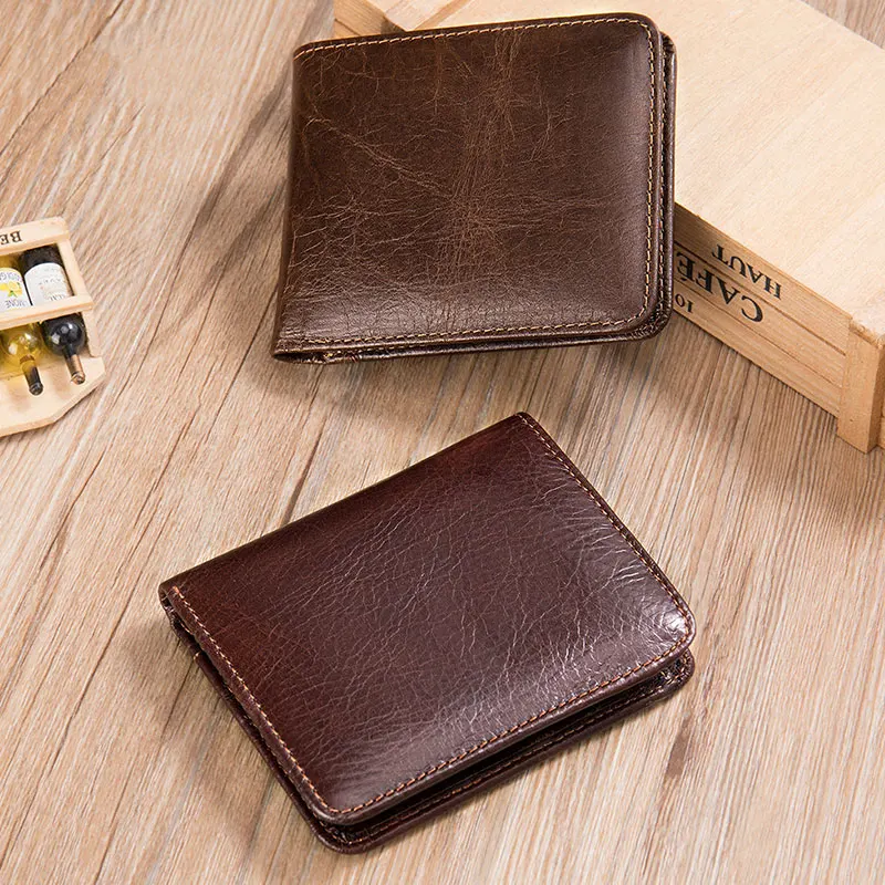 

Newsbirds Soft Leather Short Wallet For Men RIFD Coin Purse Wallet Mans Short Purse Pocket Jeans Small Wallet Cowskin