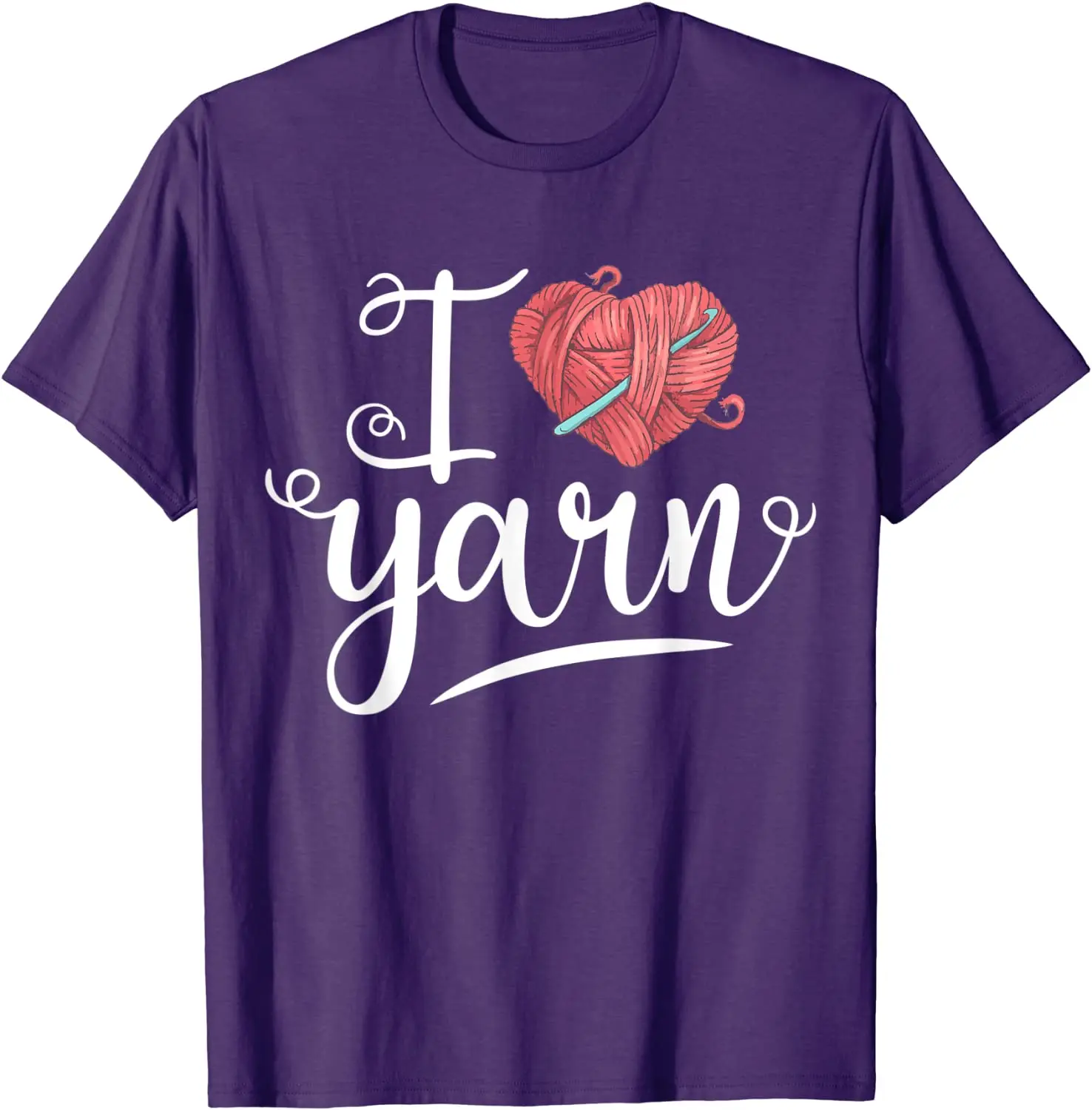 I Love Yarn Knitting Funny Heart Gifts Women Girls Knitters T-Shirt Printing Print Tees Latest Cotton Men's Tshirts