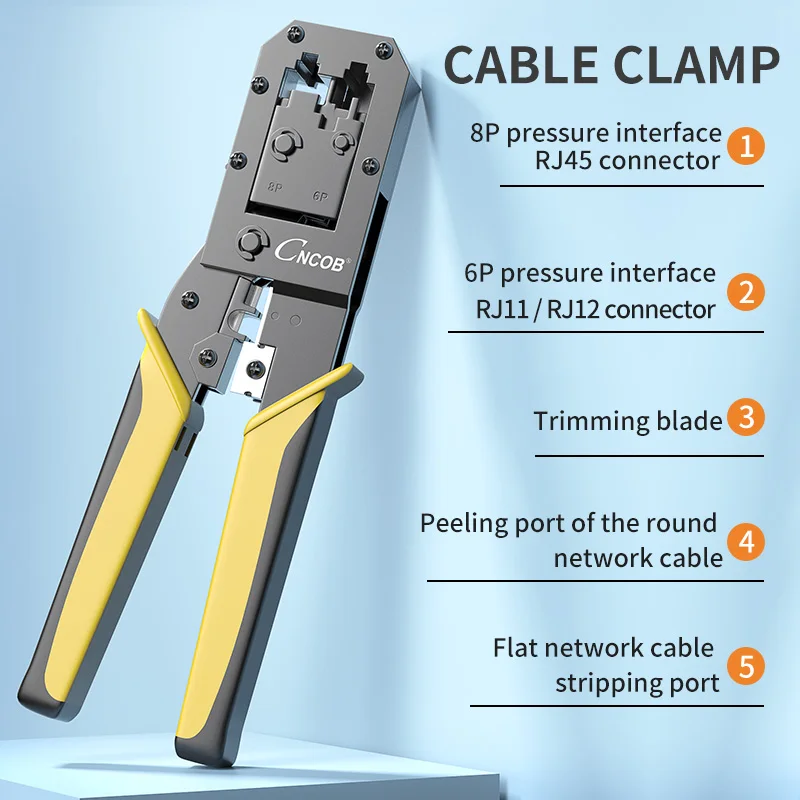 Rj45 Crimping Tool Set , 10 in 1 Portable Network Repair Box Cable Tester Plier Crimping Crimper Clamp RJ 45 Connectors Kit