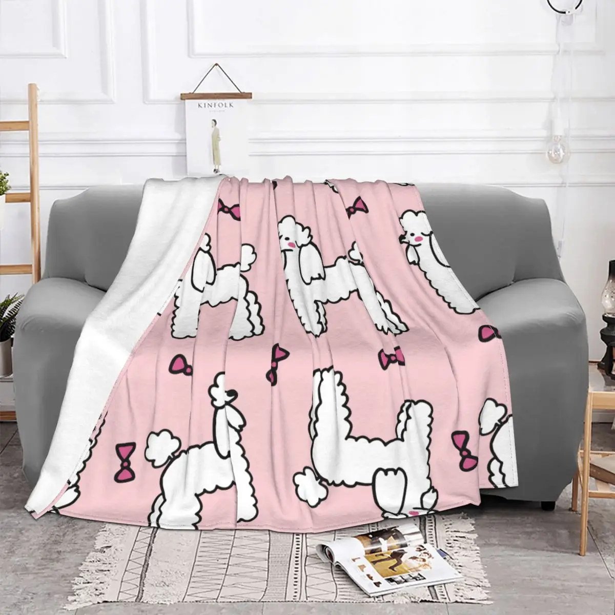 Cute Poodle Dog Flannel Blanket Gift for Animal Dogs Lover Awesome Throw Blanket for Home Hotel Sofa 200x150cm Rug Piece