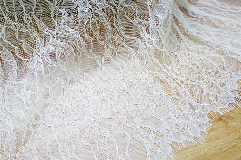 3 Yards Soft Eyelash Lace Water Wave Bilateral Chantilly Lace Fabric DIY Sewing Craft Accessories Dress Material