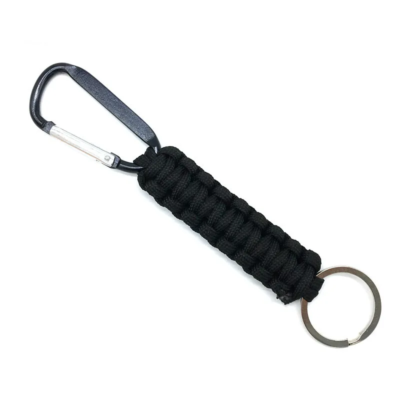 VOQ New Outdoor Survival Kit Parachute Cord Keychain Military Emergency Paracord Rope Carabiner for Keys Tensile Strength EDC