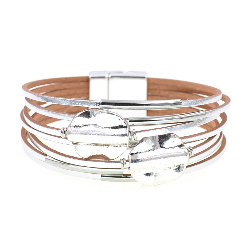 WELLMORE charm Leather Bracelets For Women & Men Multiple Layers wrap Bracelet Couple gifts fashion Jewelry wholesale