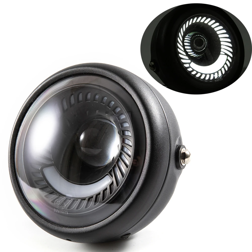 

Motorcycle Headlight Black Metal Retro LED Headlamp 12V For CG125 GN125 CB CL Yamaha Suzuki Cafe Racer Bobber Custom
