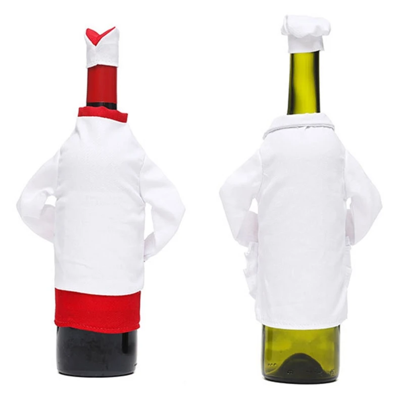 Christmas Wine Bottle Cover Bag Decorative Funny Chef Clothes Hat Sleeve Wrap