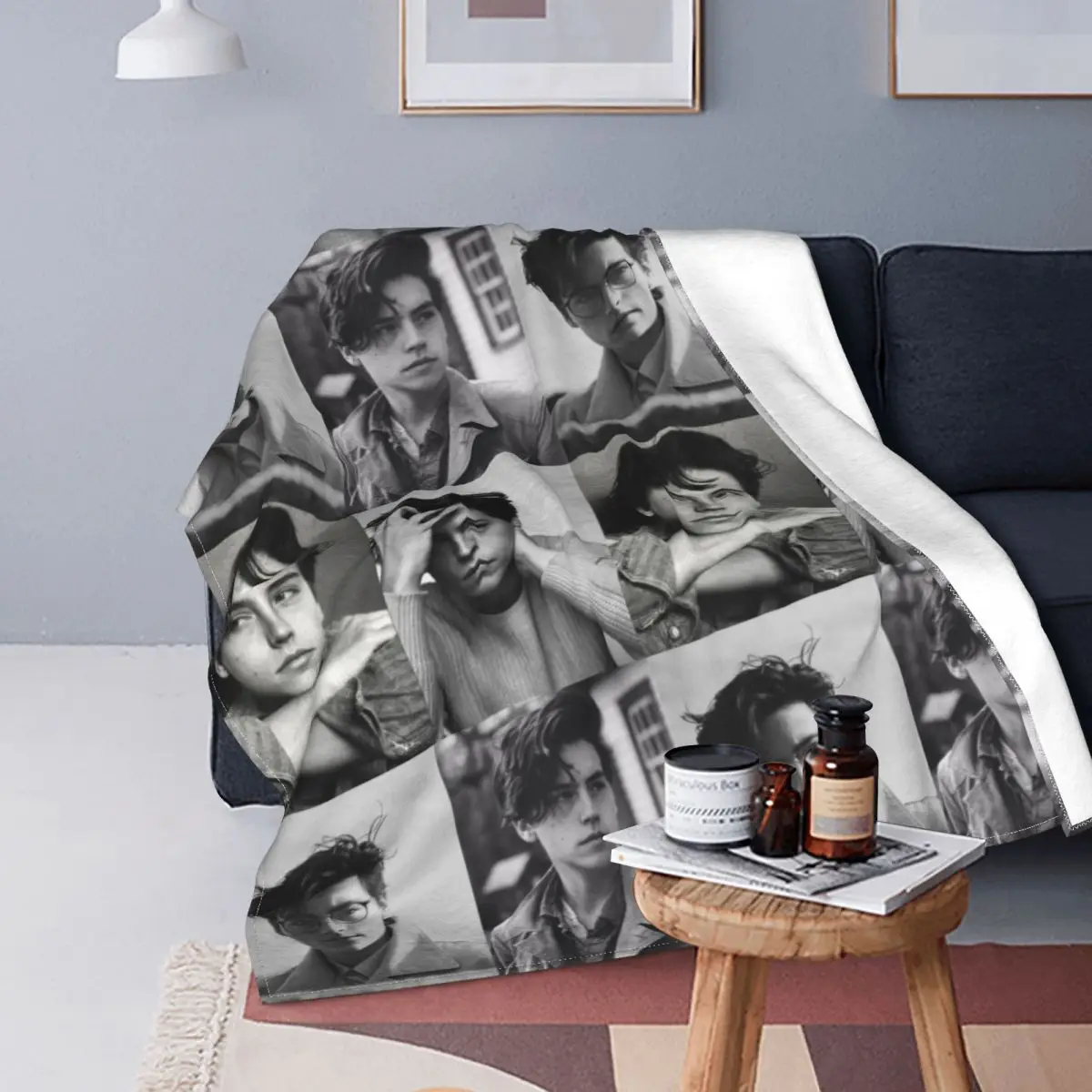 Cole Sprouse Collage Riverdale Archie Comics Jughead Jones Knitted Blankets Flannel Super Soft Throw Blankets for Bed Bed Rug