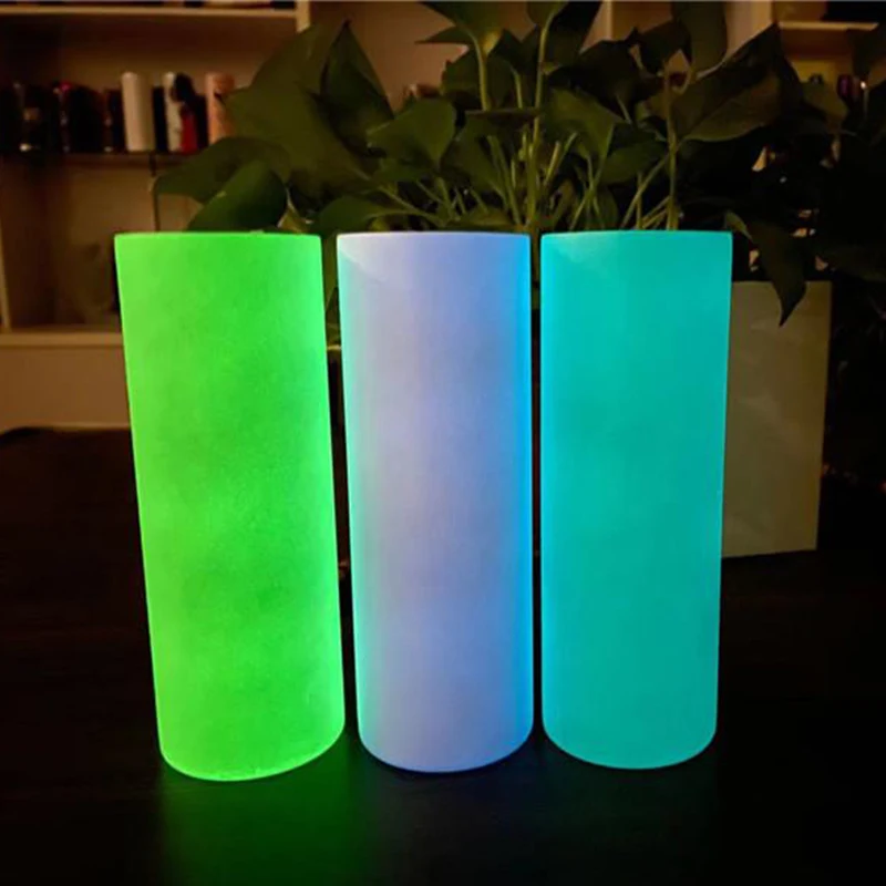 New Arrival 20oz Sublimation Glow In The Dark Luminous Straight Skinny Tumbler Paint Stainless Steel Magic Bottle For Party