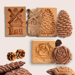 Wooden Cookie Mold Household Gingerbread Cake Mould Press Christmas 3D Biscuit Embossing Molds Bakery Gadget Kitchen Supplies