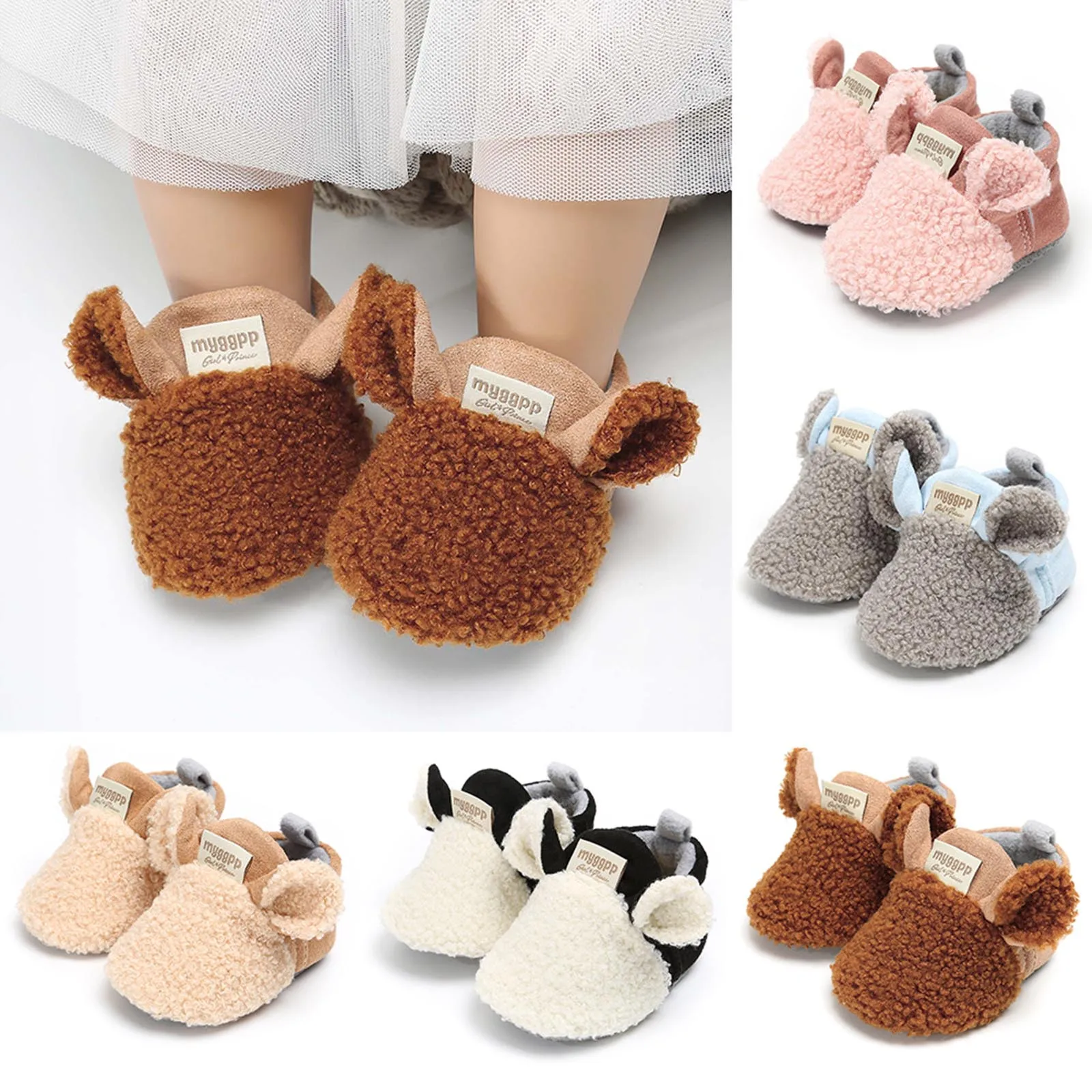 

2021 New Fashion Toddler Shoes Newborn Baby Child Crawling Shoes Cute Baby Boy Girl Lamb Slippers Prewalker Trainers 6-18M