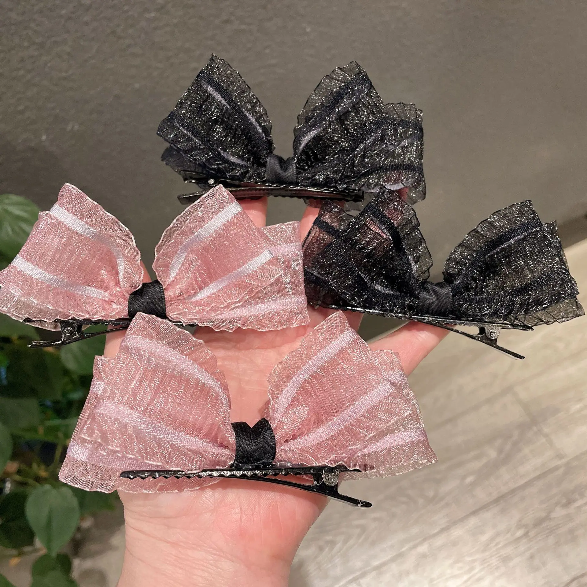 2 Cái/bộ Thời Trang Organza Barrette Nơ Kẹp Tóc Cho Người Phụ Nữ Bạn Gái Kẹp Bên Cạnh Vật Trang Trí Tính Khí Hairgrip Mũ Tóc Accessoreis