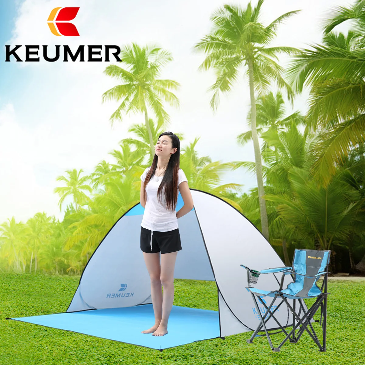 Keumer Automatic Packable Camping Tent - UV Protection & Waterproof! Pop Up Beach Tent for High Exposure Outdoor Recreation