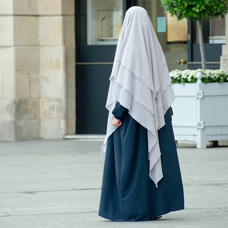 Imagem -02 - Muçulmano de Três Camadas Ruffles Hijabs para Mulheres Turbante Islâmico Configurações Headdress Vestuário de Oração Dubai Turquia Árabe Novo 2024