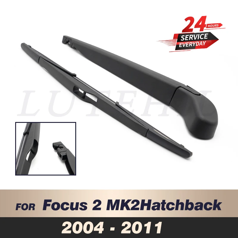Scheibenwischer 14 Zoll Heckwischerblatt und Arm-Set, passend für Ford Focus 2 MK2 Schrägheck 2004–2011 2005 2006, Windschutzscheibe, Windschutzscheibe, Fenster