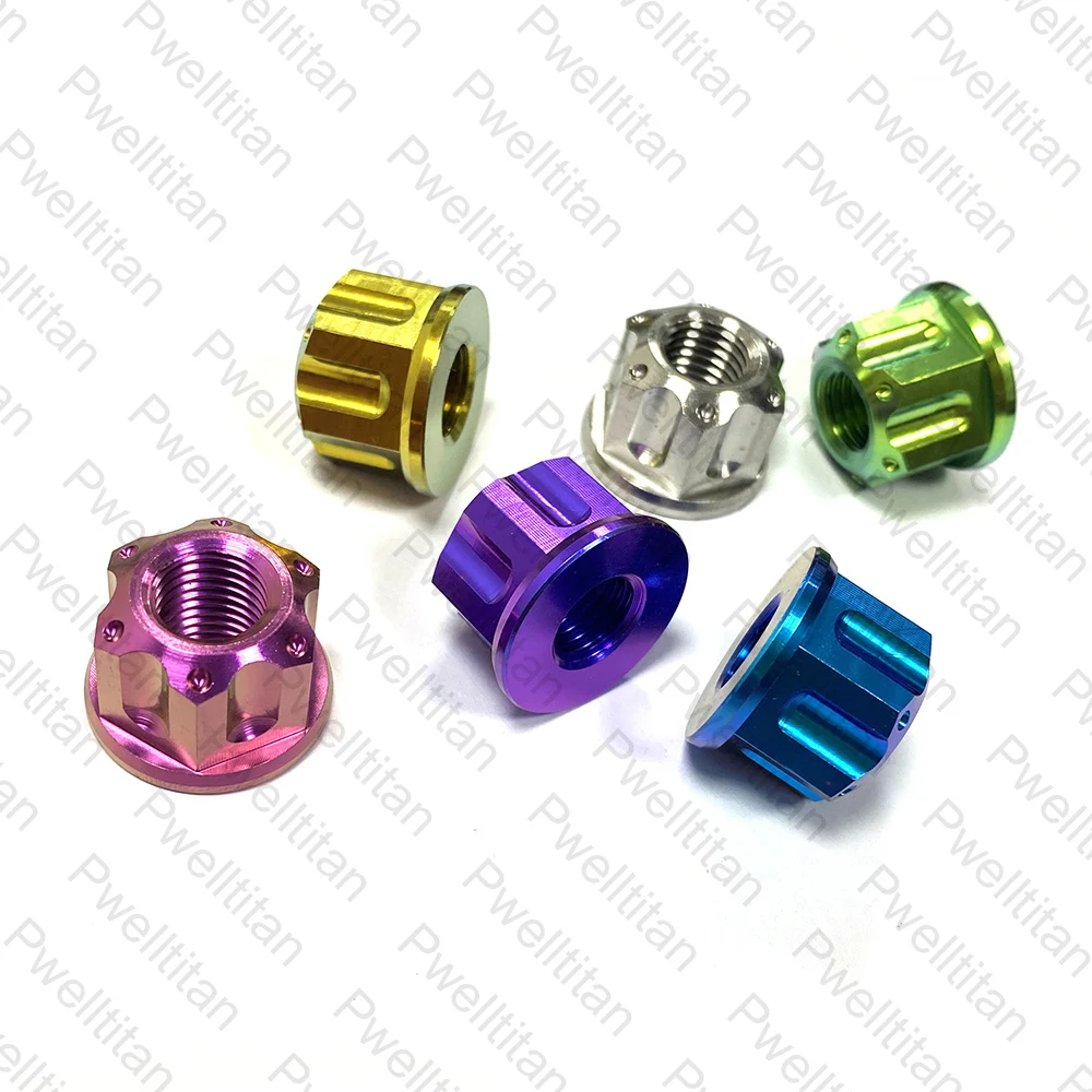 Imagem -04 - Titanium Nuts Flange ti Liga Hexágono Hex Prendedor para Mtb Bicicleta de Corrida da Motocicleta 1.25 mm 1.5 mm Passo Peças m5 m6 m8 M10 M12