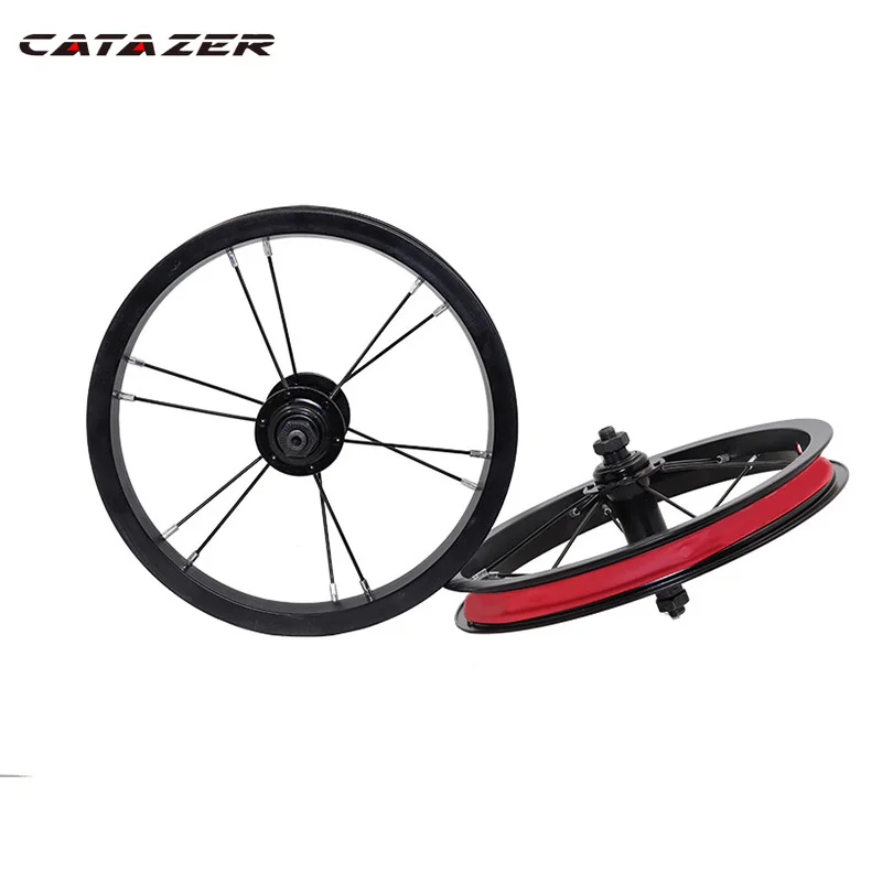 Catazer 12 Inch AL6061 Aluminum Wheelset Kids Balance Bike Black Aluminum Alloy Wheelset Child 95mm Bicycle Wheels