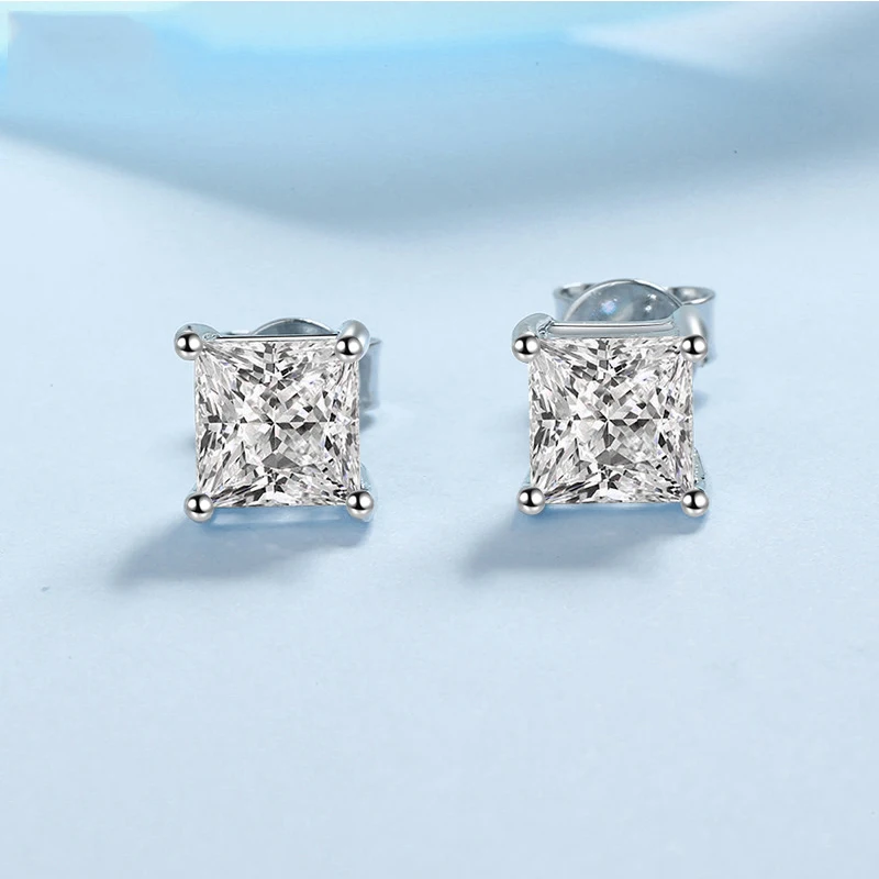 Imagem -03 - Princesa Corte Moissanite Brincos Banhado a Ródio 925 Prata d Cor Jóias 2ct Diamante Teste Passado Presente Casal