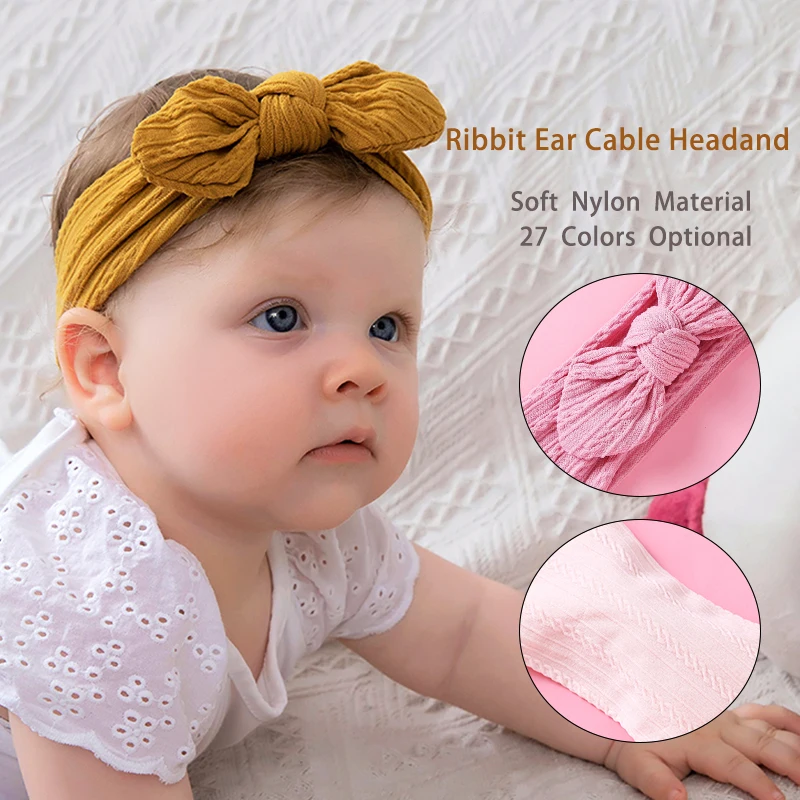 Baby Headband Kids Twisted Knot Headwear Solid Nylon Bow Headband For Baby Girls Handmade Hair Band Turban Hair Accessories