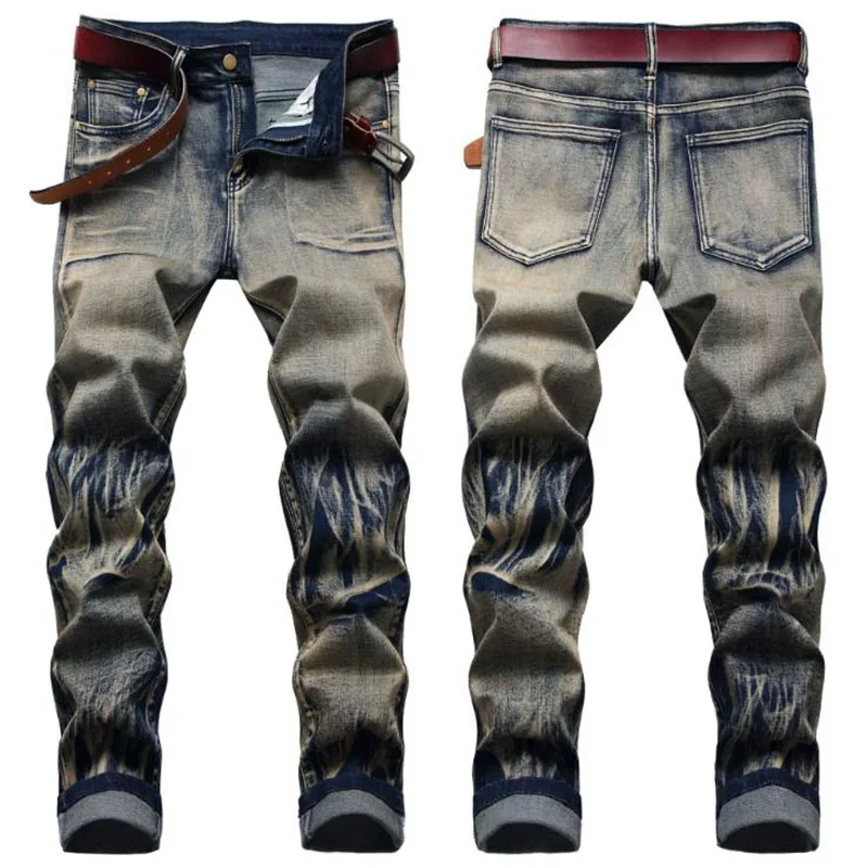 Jeans de motard pour hommes, pantalon en Denim, extensible et droit, style rétro, grande taille 29-42, tendance 2021