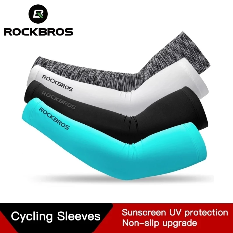 ROCKBROS Ice Fabric Runnling Camping Arms Warmers Basketball Sleeve Running Arm Sleeve Cycling Sleeves Summer Sports Safety Gear