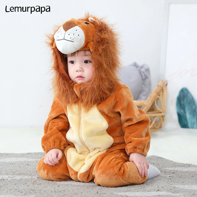 Newborn Baby Clothes Romper Infant Onesie Cartoon Cute Lion Rompers Funny Baby Costume Soft Warm Outfit ropa bebe 0-3y Child