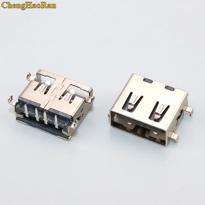 ChengHaoRan 10mm Short body 2.0 USB jack connector 4 pin 90 degrees AF bend Pin USB female socket for Desktop Laptop PC etc
