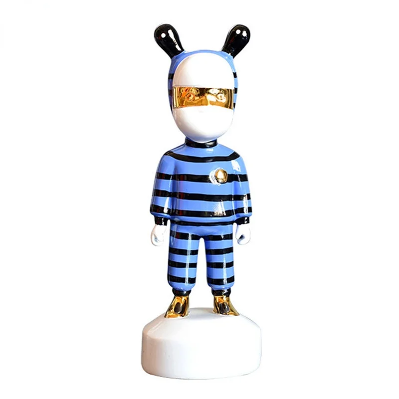 Bao Guang Ta Simple Modern Striped Animal Figurines Abstract Cute Cartoon Figure Statue Resin Arts Home Decor Sculpture A970