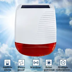 Sirena Solar inalámbrica para exteriores, luz de seguridad para el hogar, impermeable, Flash estroboscópico, alarma, fácil instalación, batería de larga duración, 433MHz