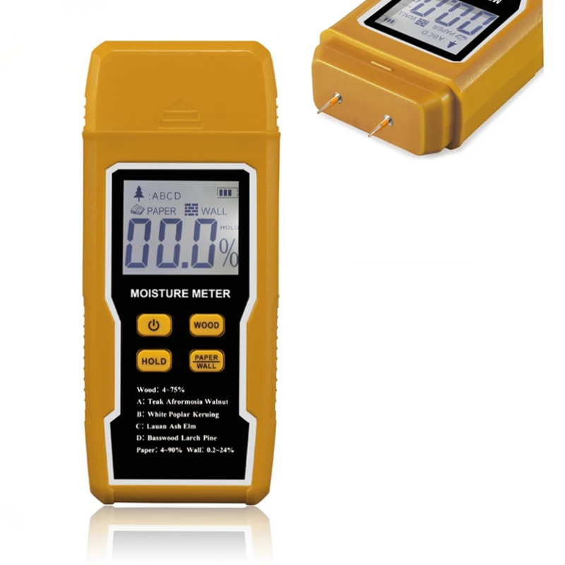 4 دبابيس مقياس الرطوبة الرقمي LCD الخشب الخيزران الطابق ورقة جدار بناء جهاز اختبار الرطوبة 4%-90% الأخشاب كاشف الرطوبة المؤشر