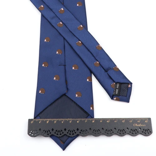 Imagen 2 del producto Corbata de microfibra 100% para hombre, tejido Jacquard, 8cm, patrón de animales de dibujos animados azules, uso diario informal, regalo de fiesta de boda