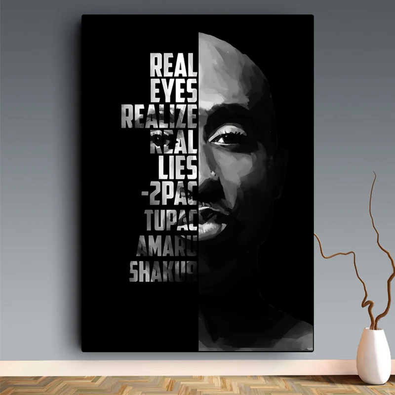 

Modern Black And White Tupac Shakur Famous Hip Hop Rap Music Singer Stars Wall Art Poster Canvas Painting Oil Picture Home Decor