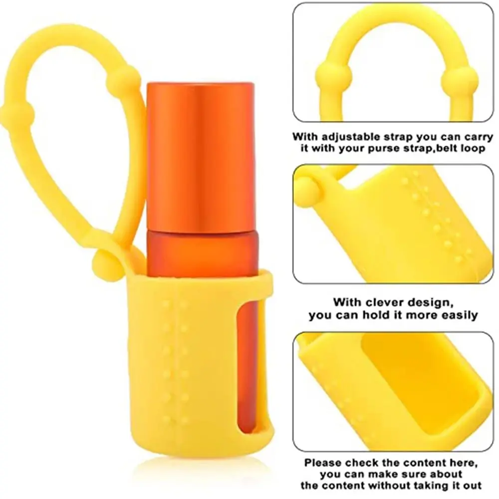 5/10/15 ML Silicone Roller Bottle Essential Oil Bottle Holder Protective Cover Case for Travel Outdoor Accessories  Women Girls