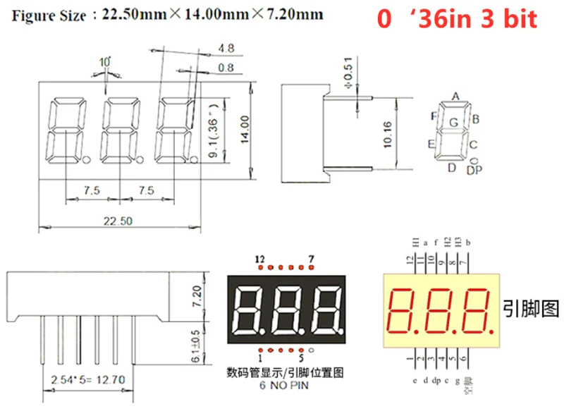 5 Stück Digitalröhren mit gemeinsamer Anode/Kathode, grün, blau, weiß, 1, 2, 3, 4 Bit Digitalröhren, 0,28, 0,36, 0,4, 0,56 Zoll LED-Display, 7-Segment-Anzeige – Detail 1