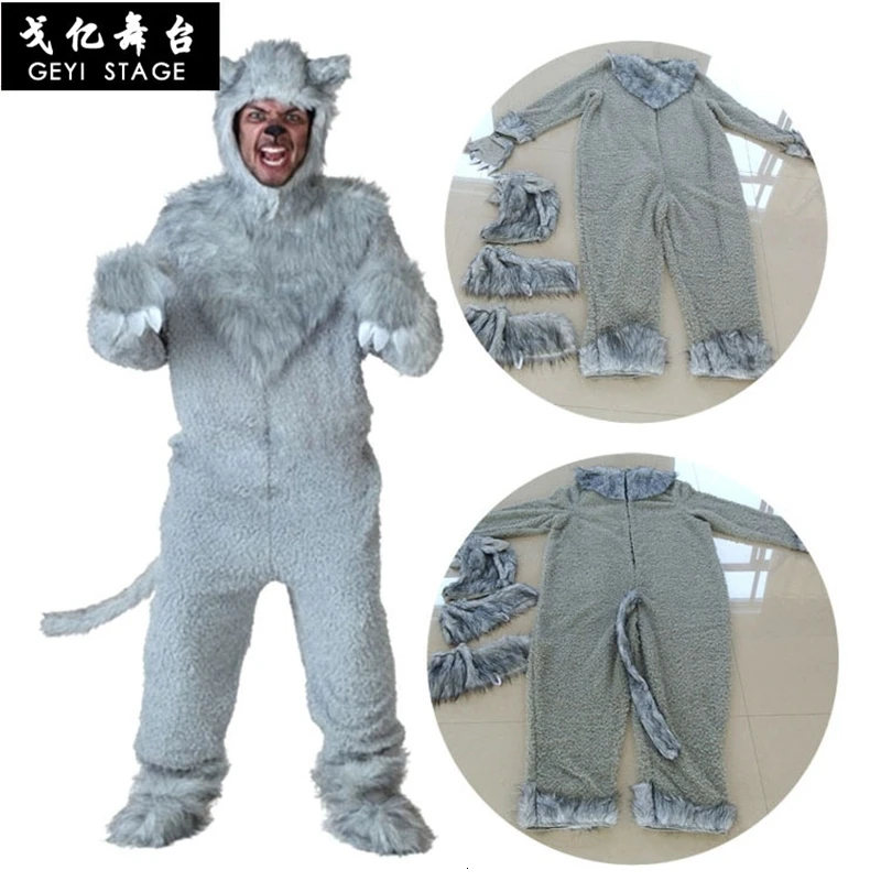 Wolf wood anime kigurumi onesies for grown women warm winter animal flanella cosplay costume girls festival loose party together