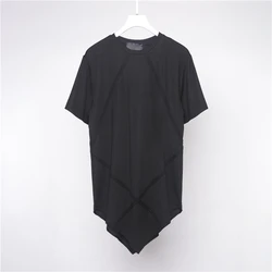 Personality splicing Korean version dark design slim short-sleeved t-shirt men and women fashion fashion fashion brand undershir