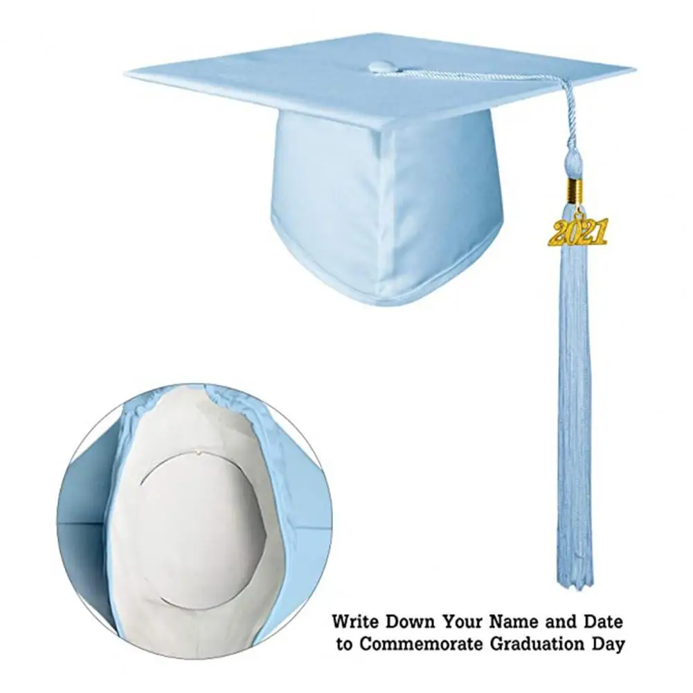 Colorful Graduation Hat Unisex Decorative Reusable Polyester Not Easy Deform Smooth Edge Adult Graduation Tassel Cap for Bachelo