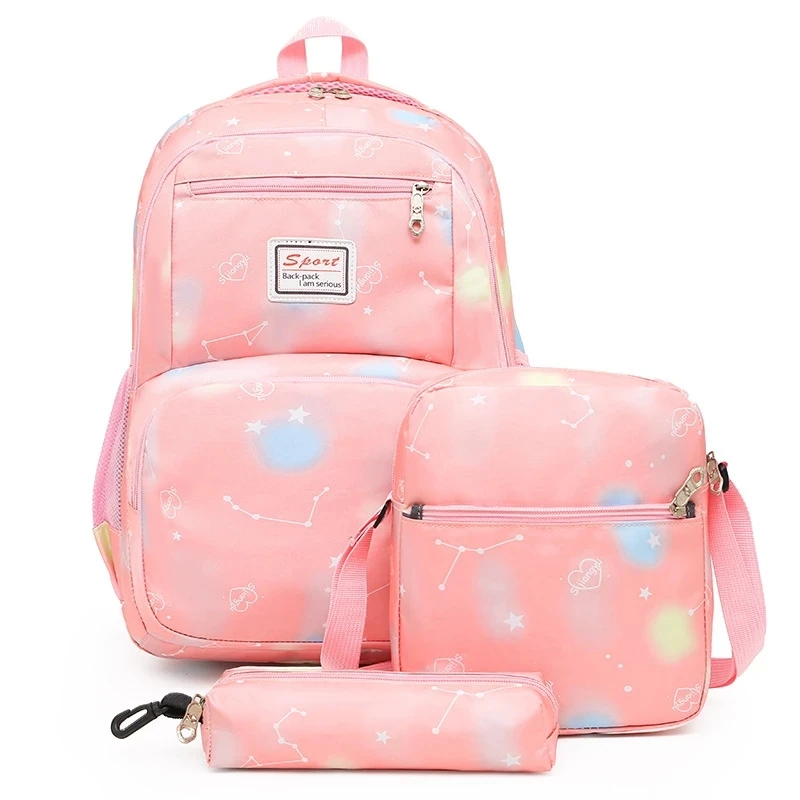 3ピース/セット花印刷学校のバックパック女女性の女の子bagpacksランドセル十代リュックスクールバッグ嚢