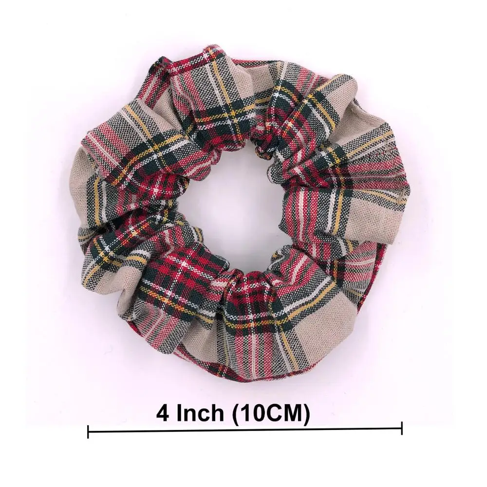 Cotton Plaid Hair Scrunchies Rope Elastic Hair Bands for Girls Women Preppy Ponytail Holder hair ties Accessories