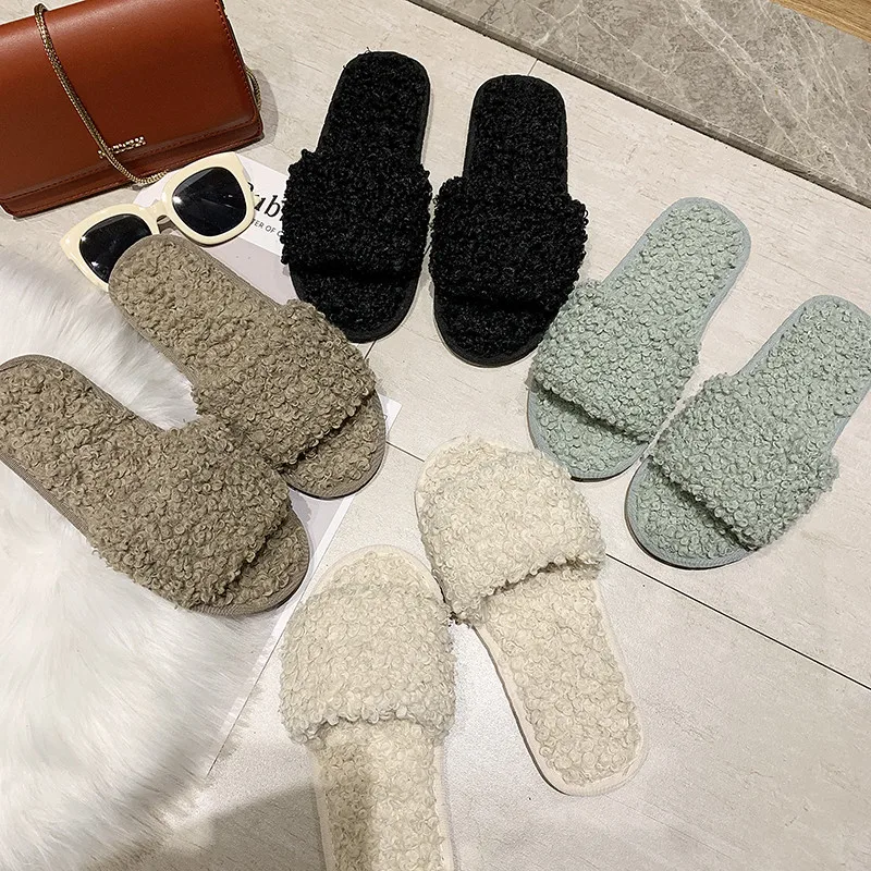 COOTELILI Fashion Women Slippers Home Indoor Plush Slippers Autumn Winter Female Flat Shoes Ladies Comfortable Fur