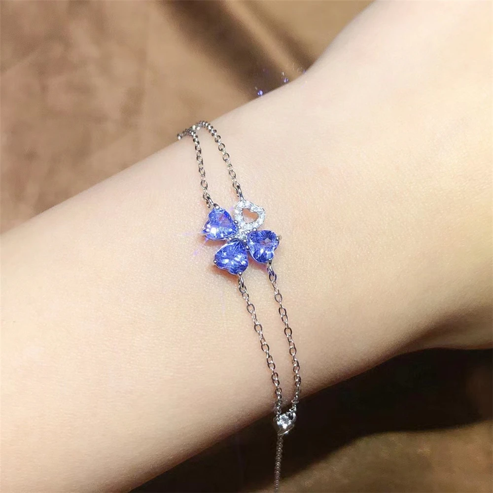 

Fashion Silver Tanzanite Bracelet Natural Tanzanite Silver Bracelet For Wedding 925silver Jewelry Gift For Girl 1PCS