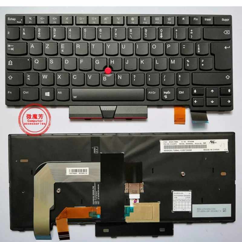 

French Azerty Backlit keyboard for Lenovo ThinkPad A475 T470 T480 01AX364 01AX405 01AX446 SN20L72726 PK1312D1A00 PK1312D2A00 FR