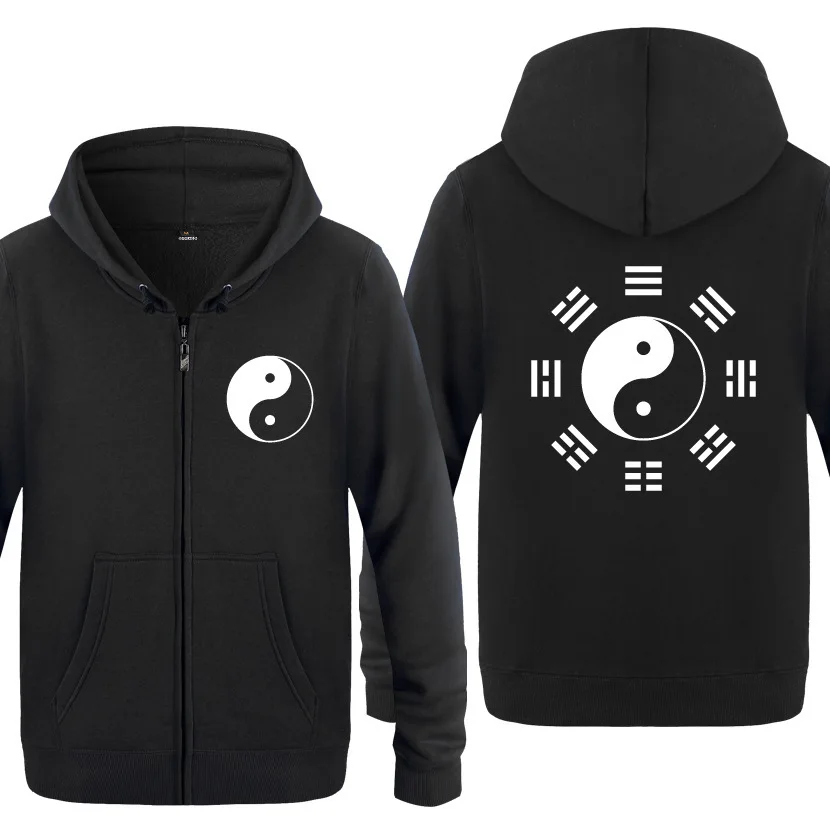 

Chinese Tai Chi Eight-Siagram Hoodies Men Fleece Long Sleeve Zipper Hooded Jacket Man Sweatshirt Streetwear Sport Wushu Clothing