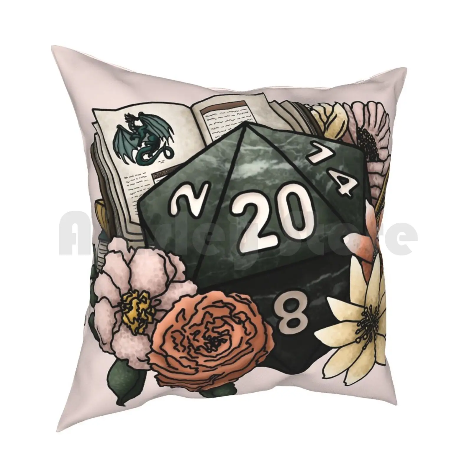 Master D20-Tabletop Gaming Dice Pillow Case Printed Home Soft DIY Pillow cover D20 Dnd And Tabletop Gaming Dice Feminine